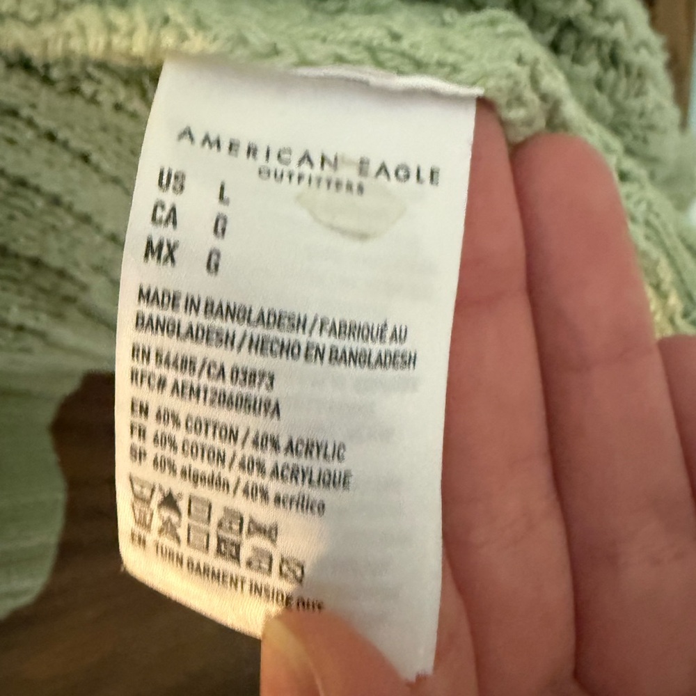American Eagle Outfitters Light Green Knit Long Open Cardigan Pastel Green - Picture 5 of 7